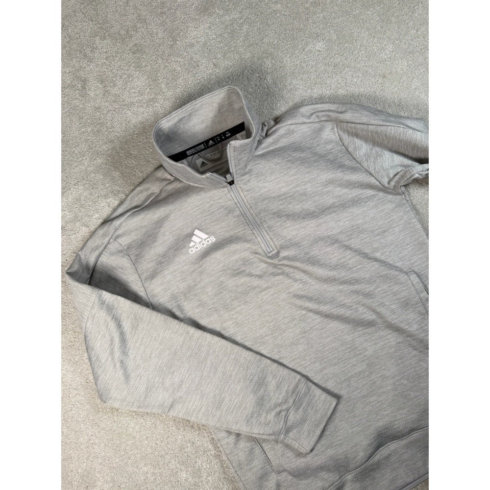 adidas Light Gray Quarter-Zip Pullover Sweatshirt